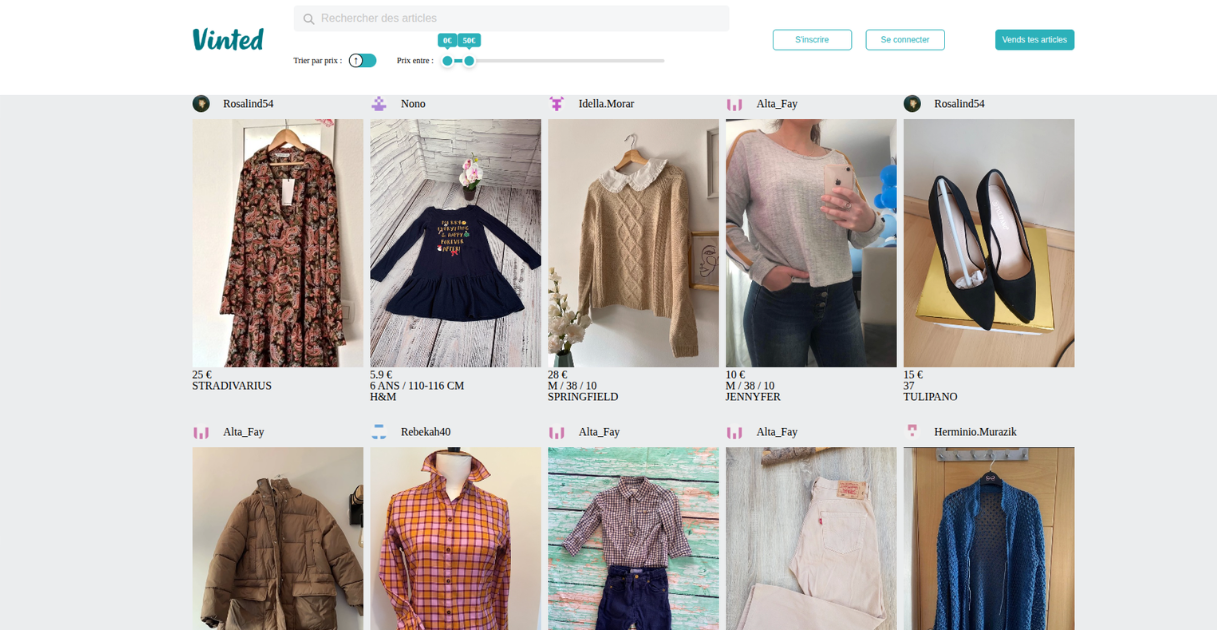 Vinted Frontend screenshot